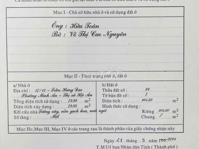 Bán nhà 15/12 Trần Hưng Đạo. TP. Hội An