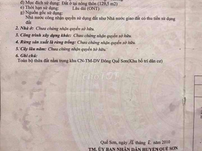 Chính chủ cần bán lô đất thị trấn quế sơn giá 1ty1