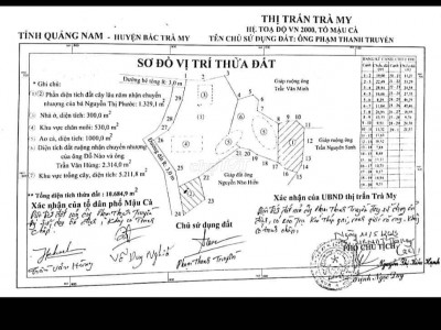 bán Đất thị trấn Bắc trà My tổng 10.694m2 có 300 đất ở có nhà, ao cá