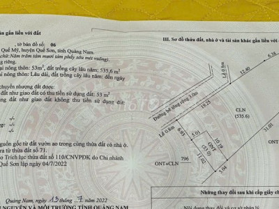Chính chủ cần bán588m2 đất vườn(53m2 đất ở)xã Quế Mỹ,Quế Sơn,Quảng Nam