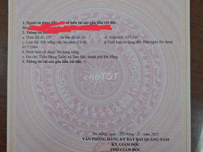 Bán đất thổ cư tam hải sát biển