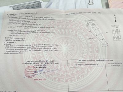 Đất sổ đỏ 152m2 có 75m2 ONT Kiệt Huỳnh Thúc Kháng, Hà Lam, Thăng Bình