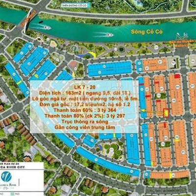 Lô góc ngã tư đường 10m5 mặt sông Cổ Cò