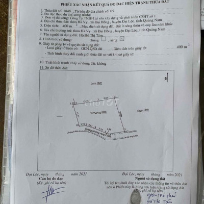 Đất nhà tôi cần bán dt 100m2 tại Đại Hồng -Đại lộc