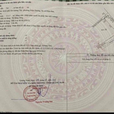 CHÍNH CHỦ …………………………… Cần Bán Gấp  Lô Đất Tại Điện