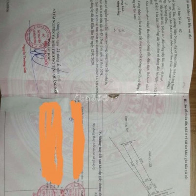 Đất sổ đỏ 195m2. Đường 2 ô tô tránh nhau.