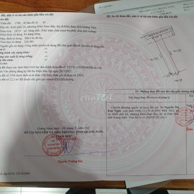 ĐẤT THỔ CƯ PHƯỜNG ĐIỆN NAM BẮC