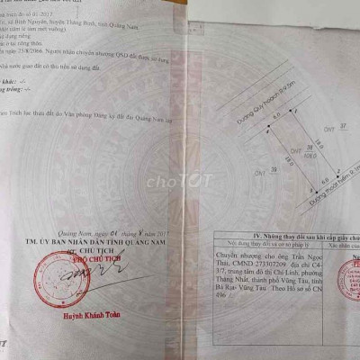 Bán lô đất mặt tiền Thăng Bình-Đà Nẵng