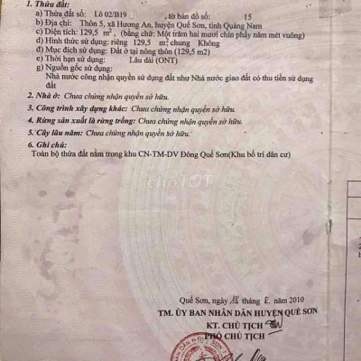 Chính chủ cần bán lô đất thị trấn quế sơn giá 1ty1