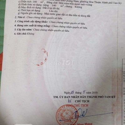 Bán đất phường Hoà Thuận Tam Kỳ