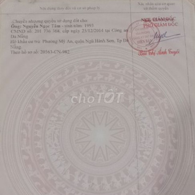 Đất sổ đỏ,98m2, kcn điện ngọc