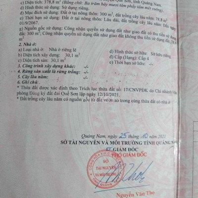 Nhà và đất Quế Sơn chưa tới ba trăm triệu