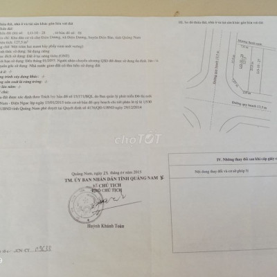 Sụp Hầm cần bán gấp Lô Góc đối diện chợ Diện Dương