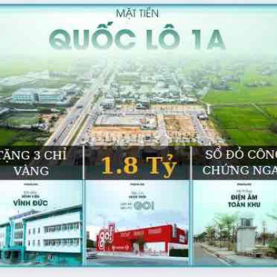 Lô góc ngã tư - mặt tiền quốc lộ 1A - Điện Am 100%