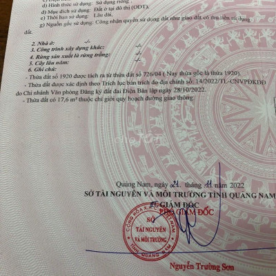 Chính chủ cần bán lô đất kiệt xe ô tô.