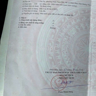 Cần bán lô đất khối phố Cẩm Sa