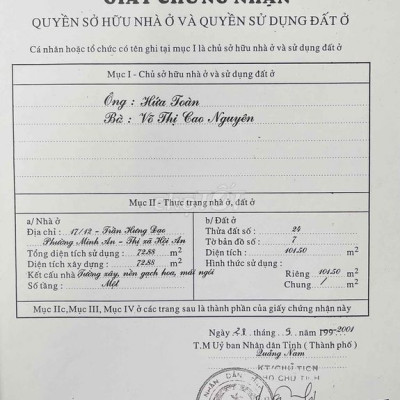 Bán nhà giá rẻ 15/12 Trần Hưng Đạo, Phường Minh An, Phố Cổ Hội An