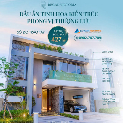 Bán Biệt Thự 2 mặt tiền, 427m2 Nam Đà Nẵng, cách biển 500m, sổ lâu dài
