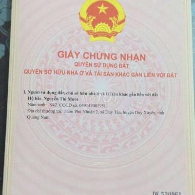 Cần bán 300m2 đất có sổ thôn Phú Nhuận 2 Duy Xuyên Quảng Nam