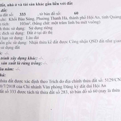 ĐẤT SỔ ĐỎ THANH HÀ KHÔNG LỤT 103m2 GIÁ RẺ