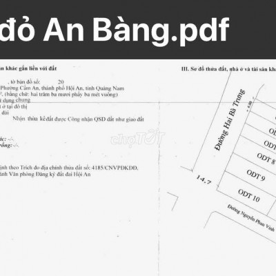 Mặt tiền Hai Bà Trưng gàn Biển An Bàng xây ks