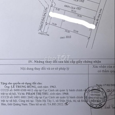 Đất 2 mặt tiền tại Hà Tây 1-Điện Hoà sát Đà Nẵng giá chỉ 700tr