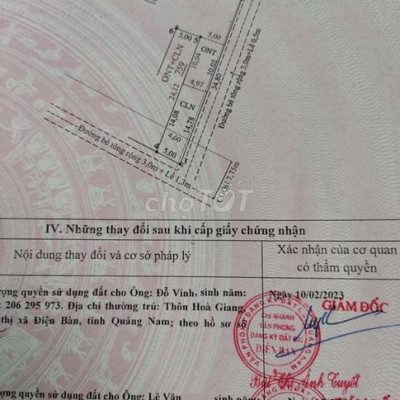 Bán đất chính chủ Điện Trung - Điện Bàn Quảng Nam giá bán nhanh 510tr
