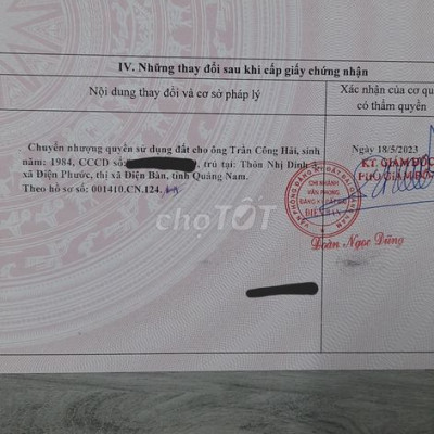 Bán đất nền khu dân cư đô thi điện thắng trung,chính chủ đã có sổ