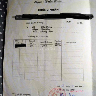 sổ đỏ chính chủ 200m2 gần chợ Điện Dương