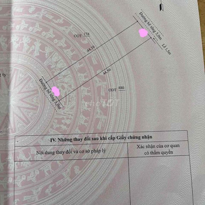 Bán gấp 405m2 (9mx45m) hai mặt tiền hai đầu,khối Tân khai,điện dương