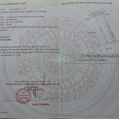 Cần bán 270 m2 đất ODT Điện Nam Bắc gần KCN, gần các trường học 123