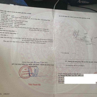 tôi cần bán lô đất 2 mặt tien tại Điện Bàn. tiếp người thiện chí