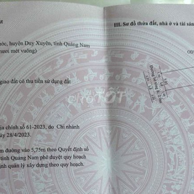 GẤP BÁN LÔ ĐẤT HXH THÔNG NGAY UBND HUYỆN DUY XUYÊN 5x26m SHR FULL THỔ