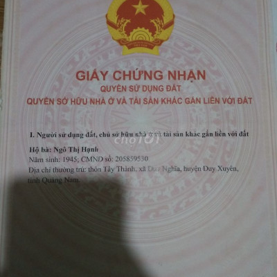 bán đất thổ cư huyện Duy Xuyên,Quảng Nam