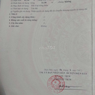 Đất Điện Ngọc- đối diện Trường ĐH Nội Vụ