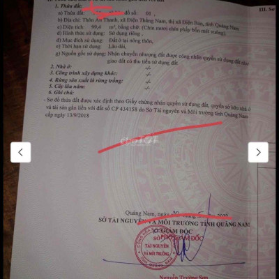 cc cần bán lô đất điện bàn, quảng nam (mới lên phường 3 tháng)