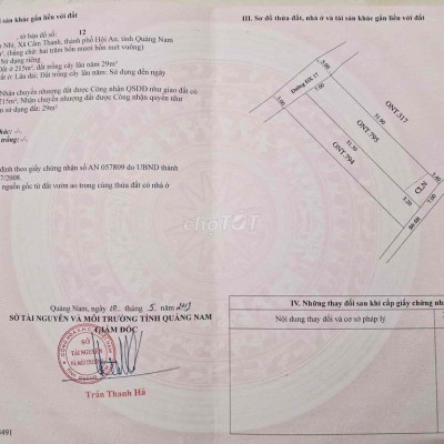 bán lô đất Viêw rừng dừa-Cẩm Thanh-Hội An-Quảng Nam