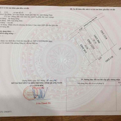 Lô đất sát đường Võ Chí Công, gần rừng dừa Bảy Mẫu ngang 6m35 dt 173m2