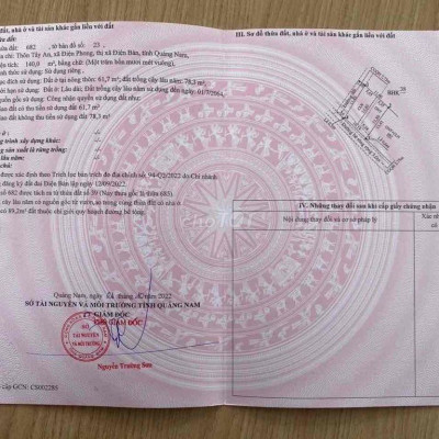 Bán lô đất 235m2 tại xã Điện Phong đã tách thành 2 sổ