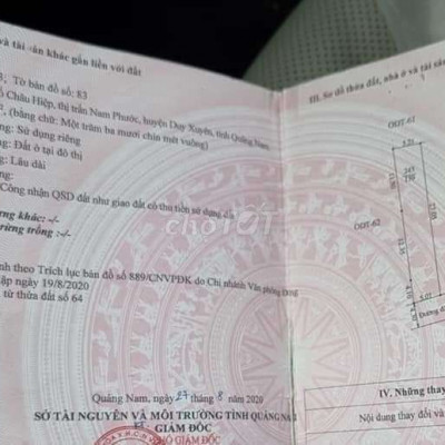 Chính chủ cần bán đất Trấn Nam Phước quảng nam