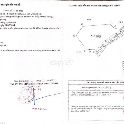 Nhà em có mảnh đất vườn 3032,8m2 tại xã Tư, huyện Đông Giang cần bán.