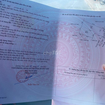 Đất ở diện tích 171, chu an, thị trân nam phước