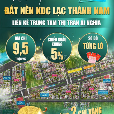 ĐẤT NỀN KDC LẠC THÀNH NAM - CHỈ 𝟵,𝟱 𝗧𝗥𝗜Ệ𝗨/𝗠𝟮 - SỔ ĐỎ TỪNG LÔ