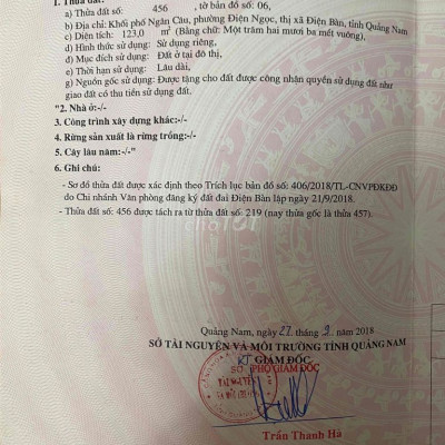 chính chủ lô Điện ngọc