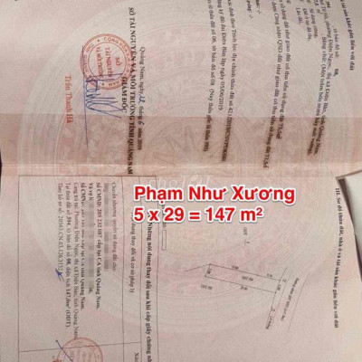 Chính chủ cần bán lô đất sạch đẹp mặt tiền đường Phạm Như Sương