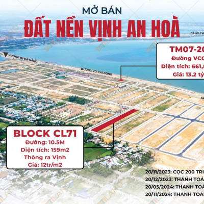 Đất nền vịnh biển đường 10,5m - sổ đỏ trao tay dự án Vịnh An Hoà City