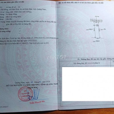 Chính chủ cần bán gấp lô đất ở phía nam Đà Nẵng