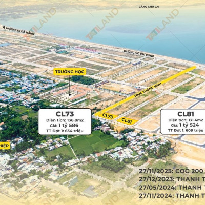 Đất nền Vịnh An Hoà trả trước 795tr, còn lại thanh toán 12 tháng