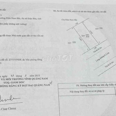 930TR sở hữu lô đất đường nhựa 5,5m ngay phố chợ điện nam bẵc