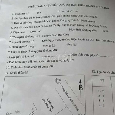 Đất mặt tiền quốc lộ 14B Hồ Chí Minh Quảng Nam